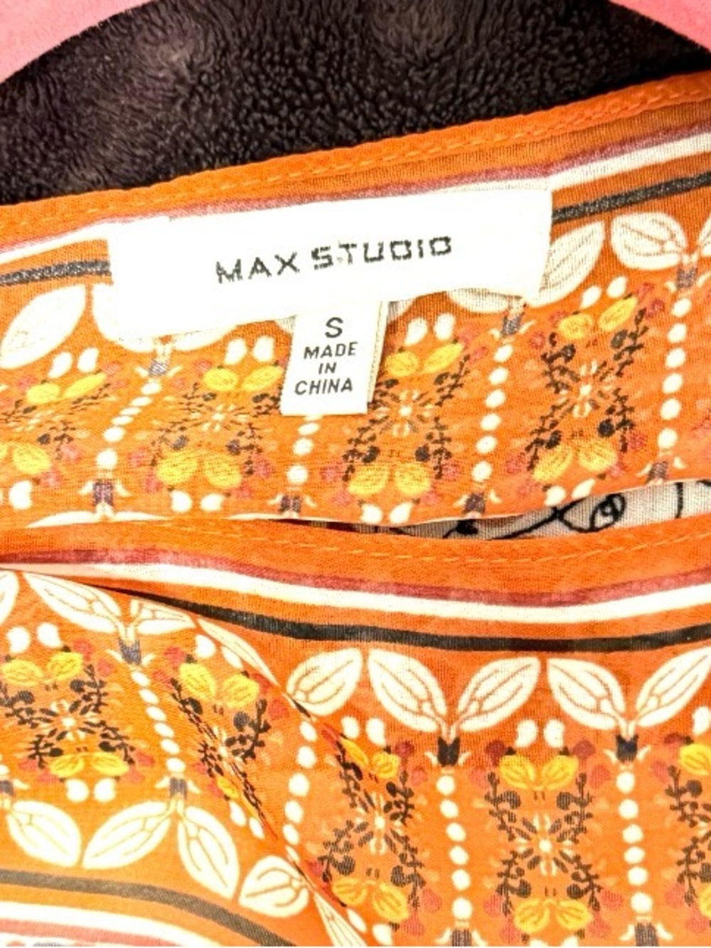 Max Studio Rust Multi Floral Batwing Tunic - Picture 3 of 3